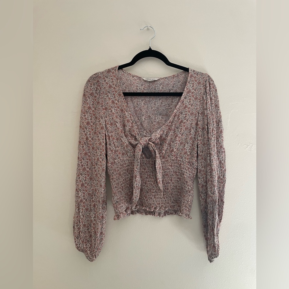 Floral Tie Front AE Top